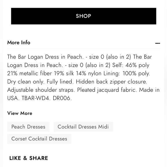 The Bar Logan Metallic Mini Dress in Peach - Picture 4 of 11